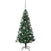 vidaXL Kunststof Voorverlichte Kerstboom Groen 210 cm PVC en Metalen