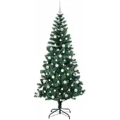 vidaXL Kunststof Voorverlichte Kerstboom Groen 210 cm PVC en Metalen