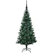 vidaXL Kunststof Voorverlichte Kerstboom Groen 120 cm PVC en Metalen