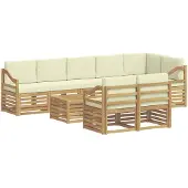 vidaXL Buiten bank set 9 st Wit en crèmekleurig Polyester