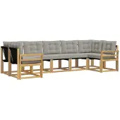 vidaXL Buiten bank set 7 st Wit en Lichtgrijs
