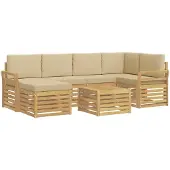 vidaXL Tuinset met 7 zitplaatsen, wit en beige, polyester