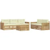 vidaXL Buiten bank set 6 st Wit en crèmekleurig