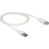 DeLOCK Easy-USB-A naar USB-A verlengkabel - USB2.0 - tot 2A / wit - 1 meter