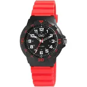 Q&Q -Horloge-Unisex-Kunstof-Analoog-Waterdicht-10BAR-Rood/Zwart-Kunstof