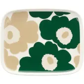 Marimekko Unikko bord 12x15 cm White-dark green-beige-light sand