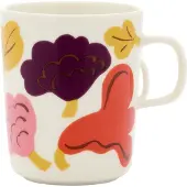Marimekko Kukasta Kukkaan mok white-pink-terrac-plum, 25 cl