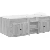 vidaXL Hemelbed met kast, 3 stuks, Sonoma-grijs, houtvezel