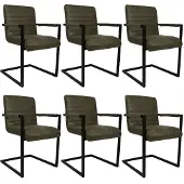 Bronx Industriële eetkamerstoel Block Antraciet eco leer - Eetkamerstoelen set van 6.