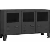 vidaXL Dressoir industrieel 105x35x62 cm metaal en glas antracietkleur