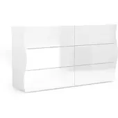 Dmora Aton - Ladekast, 155x40x82h cm Wit Glanzend, 6 Laden Italy