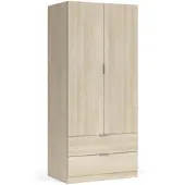 Dmora Appadu - Kledingkast 2 Deuren, 82x180h cm Eik Bruin, Kledinghanger