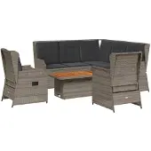 vidaXL 6-delige loungeset voor de tuin met kussens, grijs, polyrotan