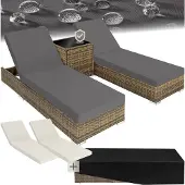 TecTake - 2 aluminium ligbedden incl. tafel-Wicker tuinset-incl.beschermhoes -natuur-403771