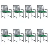 vidaXL Tuinstoelen 8 st met kussens massief acaciahout grijs