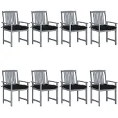 vidaXL Tuinstoelen 8 st met kussens massief acaciahout grijs