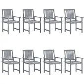 vidaXL Tuinstoelen 8 st met kussens massief acaciahout grijs