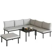 Outsunny Tuinbank Set-Metaal, Polyester-234L x 176B x 64H cm-Lichtgrijs