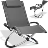 TecTake Ligstoel – Ergonomisch & Opvouwbaar – Draagvermogen 150 kg – 150 x 73 x 93 cm – Grijs