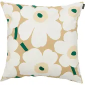 Marimekko Pieni Unikko kussensloop 50x50 cm Sand-white-hay-emerald