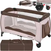 TecTake - kinder reisbed babybed - beige / bruin - 402417 - 126x65x80 cm met draagtas