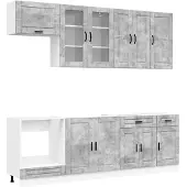 vidaXL Keukenelement PORTO, 8 stuks, betonkleur, houtvezel
