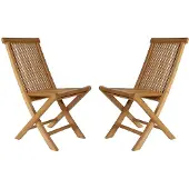 Vente-unique Set van 2 vouwstoelen BYBLOS - Teak