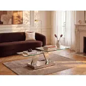 Vente-unique Salontafel met draaiblad OYRUS - Gehard glas & metaal