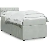 vidaXL Boxspring met matras fluweel lichtgrijs 90x200 cm