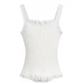 MixRay Aansluitende mouwloze kanten ribblouse met knopen