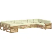 vidaXL Sofa-Sets 10 st Wit en crèmekleurig Polyester