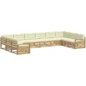 vidaXL Sofa-Sets 10 st Wit en crèmekleurig Polyester