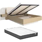 Vente-unique Bed met opbergruimte hout beige 160 x 200 cm