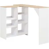 vidaXL Bartafel met verplaatsbaar schap 138x39x110 cm wit
