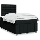 vidaXL Boxspring met matras stof zwart 120x200 cm
