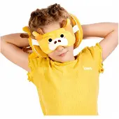 Puckator Reis set - Giraffe knuffel / reiskussen / slaapmasker - voor kinderen - in vliegtuig of auto