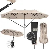 TecTake - Dubbele parasol Silia - Terrasparasol - XXL-parasol - Incl. beschermhoes - beige - 404253