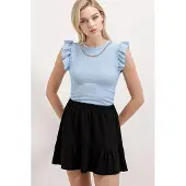 Big Dart Geribbelde Mouwloze Crew Neck Blouse