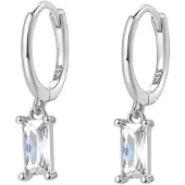 Hey Happiness Oorbellen 'Baguette' zilver
