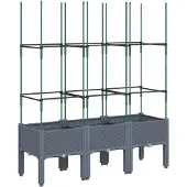 vidaXL Plantenbak met latwerk 120x40x142,5 cm polypropeen blauwgrijs