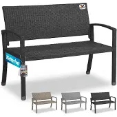 Casaria Polyrotan Tuinbank Zwart 122x58x87cm