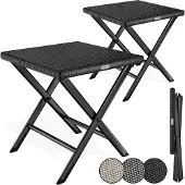 Casaria Polyrotan Kruk Rome 3in1 2 Stuks Zwart