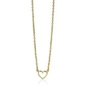 Zinzi zilveren ketting geel verguld open hartje 40-43cm ZIC1420G
