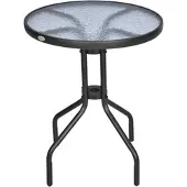 MODFU Ronde tuintafel Ø60x70 cm van metaal, zwart, met veiligheidsglas