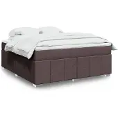 vidaXL Boxspring met matras stof donkerbruin 180x200 cm