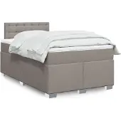 vidaXL Boxspring met matras stof taupe 120x190 cm