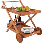 Casaria Trolley met wielen van acaciahout