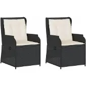 vidaXL Tuinstoelen 2 st verstelbaar met kussens poly rattan zwart