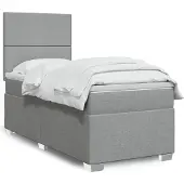 vidaXL Boxspring met matras stof lichtgrijs 80x200 cm