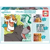 Educa - puzzel - progressief - 4 puzzels 12-16-20-25 stukjes - Disney animals